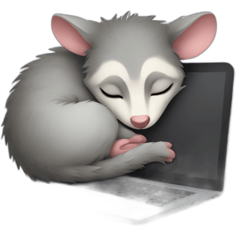 possum sleeping on laptop emoji