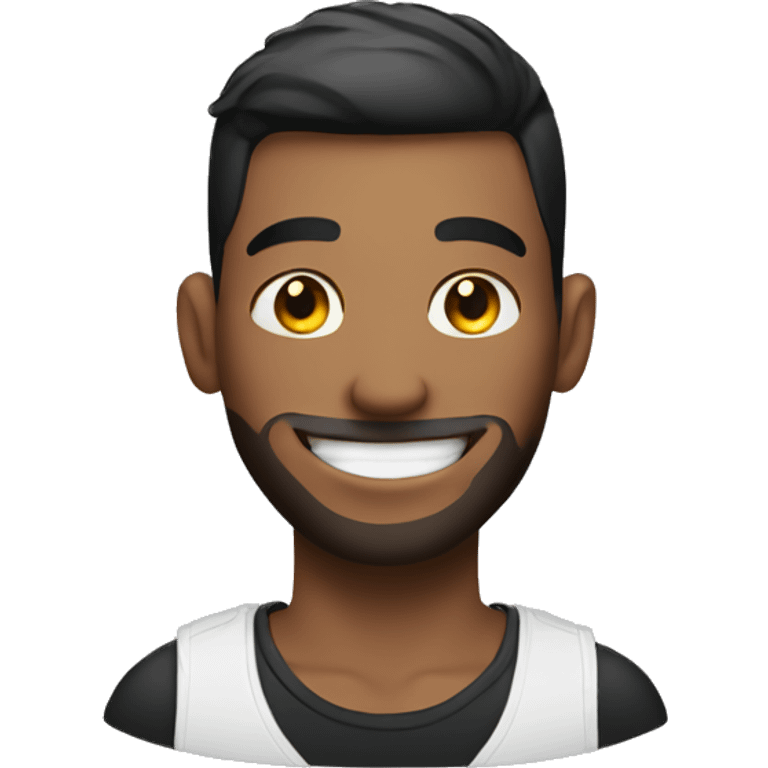 smiling male with tattooed arms black short emoji