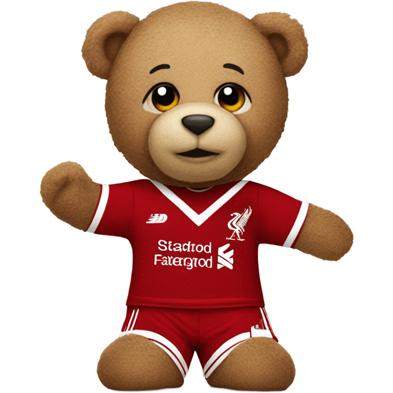 teddy bear with a liverpool kit on  emoji