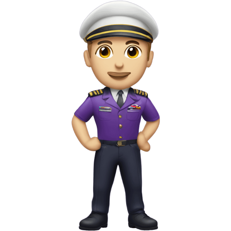 Caucasian male gay pilot kissing purple egg plant emoji