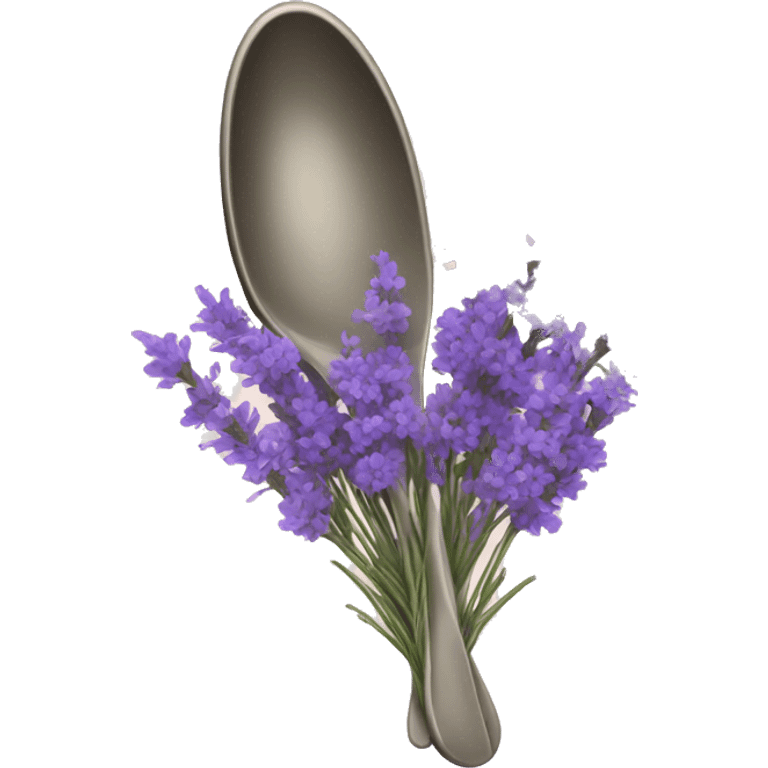 Spoon surrounded with lavender flowers emoji