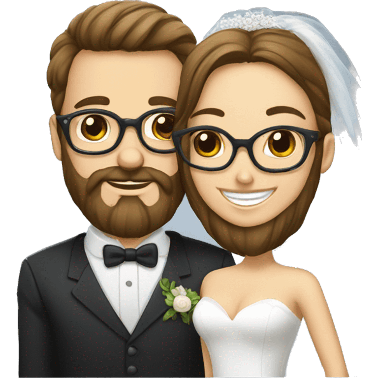 Un homme légère barbe et une femme mariage lunettes emoji