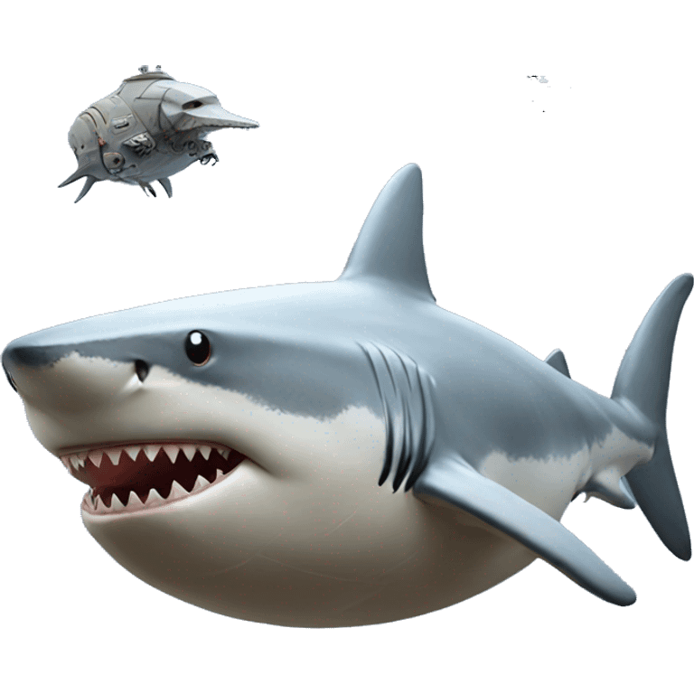 Shark playing with Star Wars ships emoji