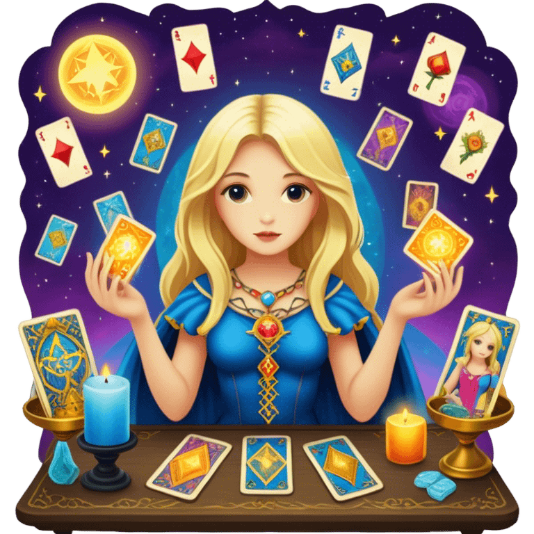 blondie girl with tarot emoji