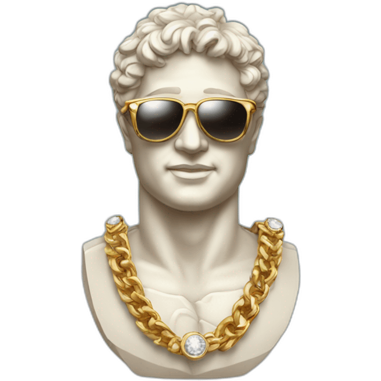 Ancient rome statue wearing sunglasses and diamond chain emoji