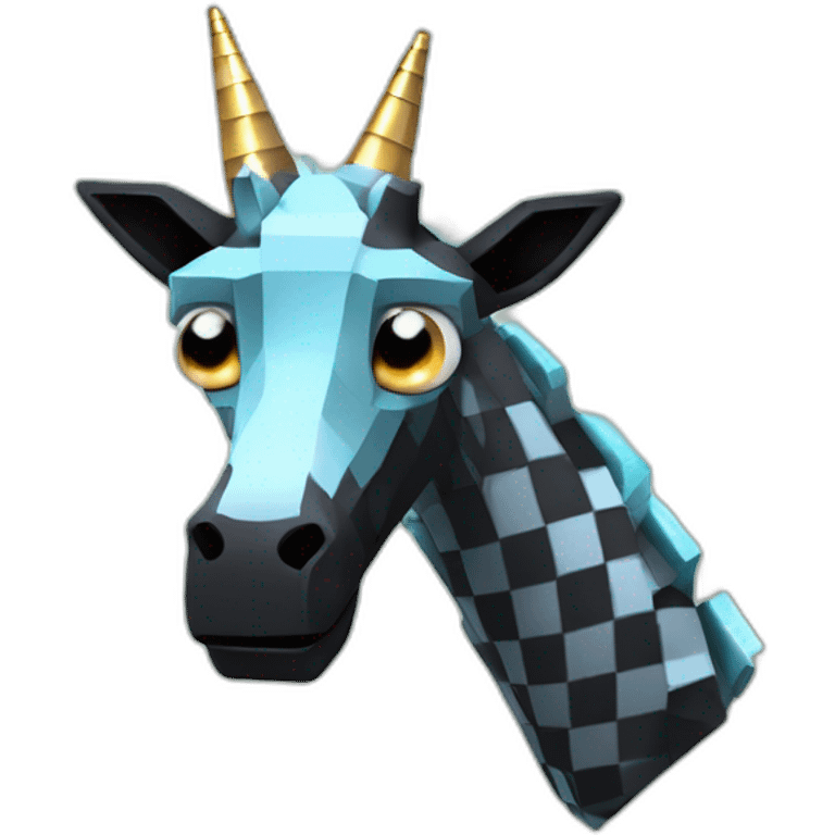 Minecraft Black Jiraffe Head With Diamond Unicorn Horn and Lazer Eyes emoji