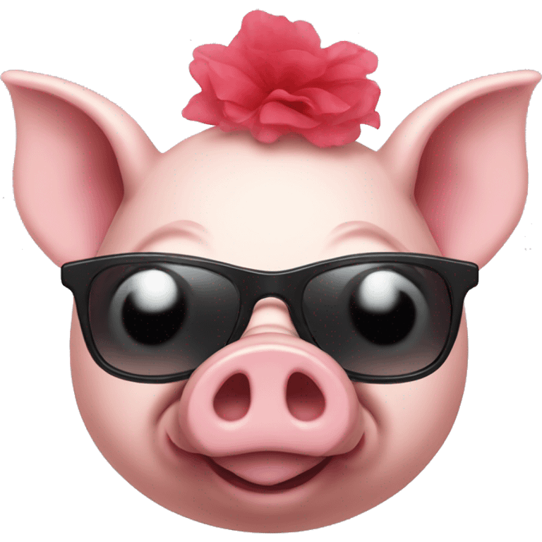 Pig with a sunglasses wearing a tutu emoji