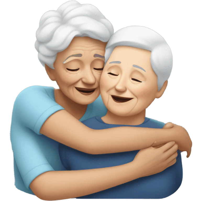 white people hugging their grandmother emoji