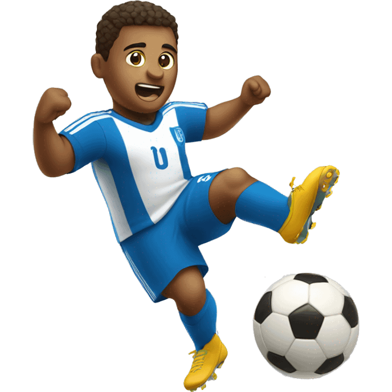 fat small soccer player kicking emoji