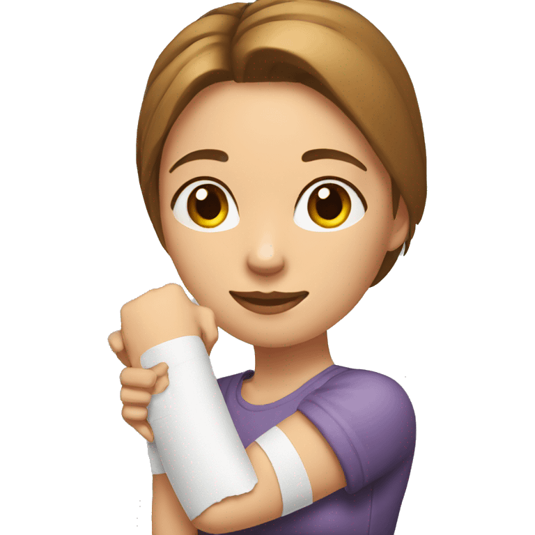 Woman with forearm cast  emoji