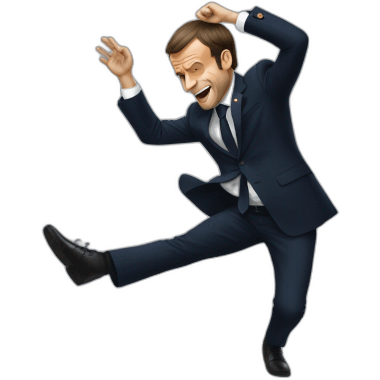 Emmanuel Macron doing dab emoji