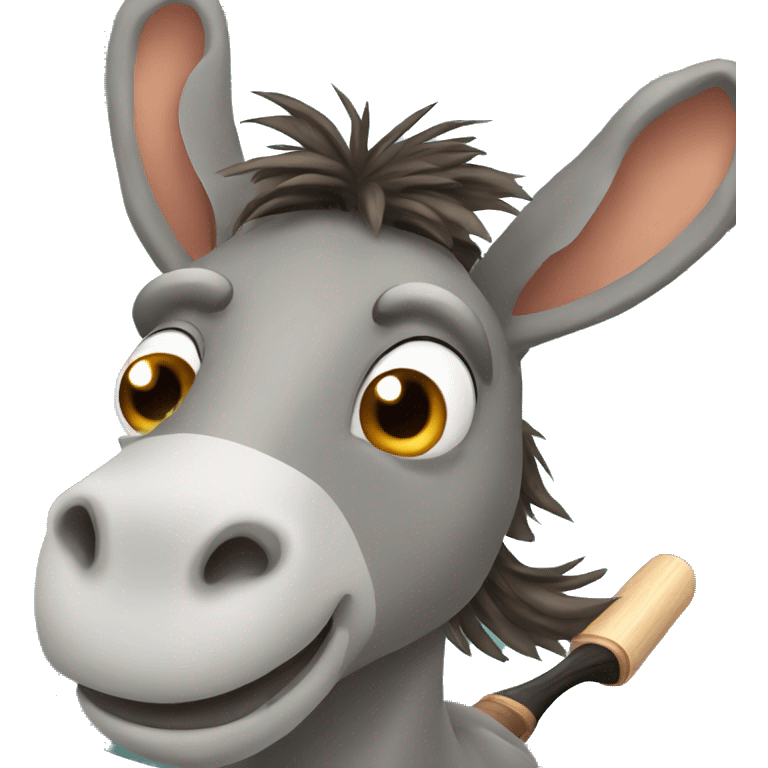 Donkey holding a cricket bat emoji