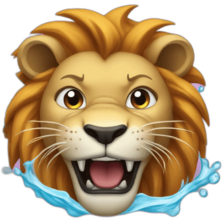 angry female lion in a swimming pool emoji