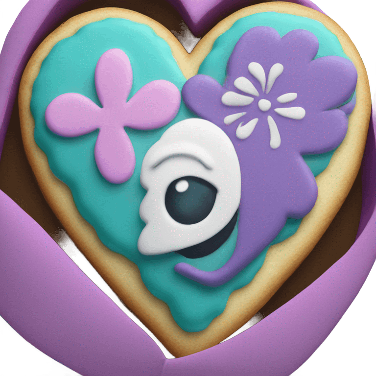 Teal purple Cookie heart with ohana emoji