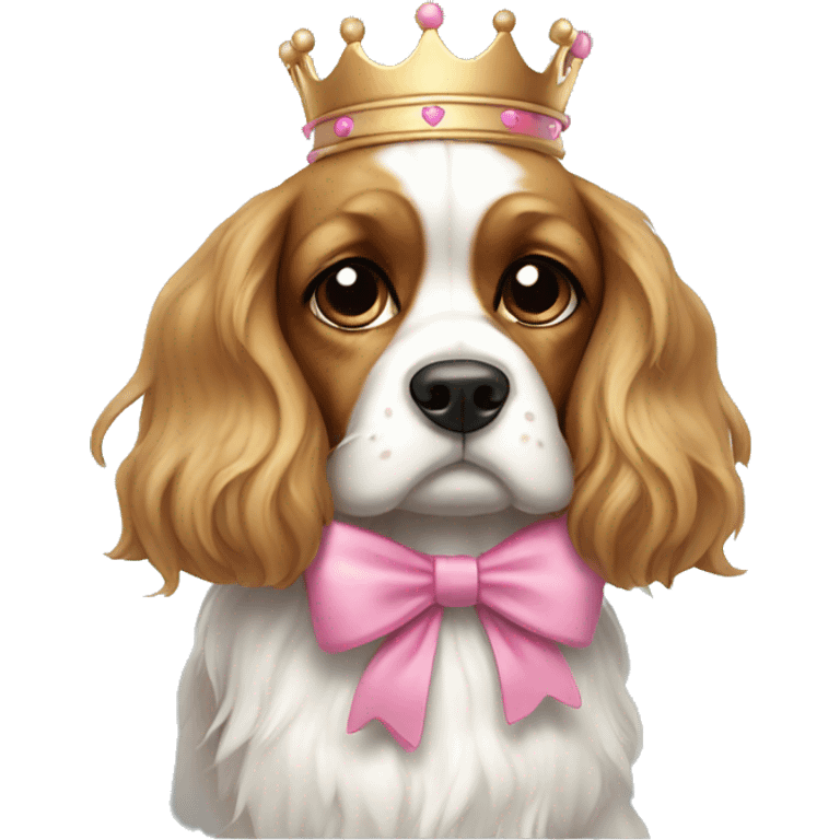 Sad king charles terrier with pink bow emoji