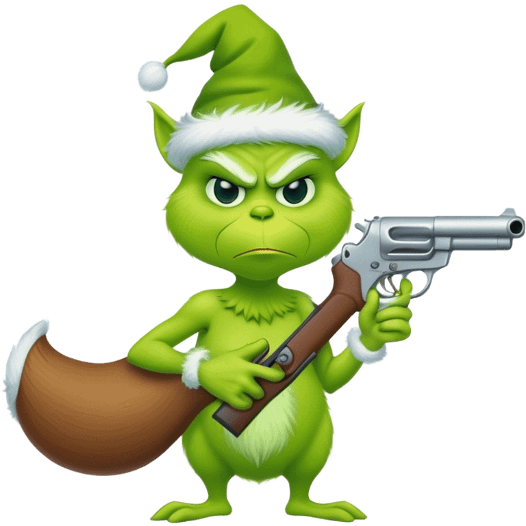 Pretty grinch with gun  emoji