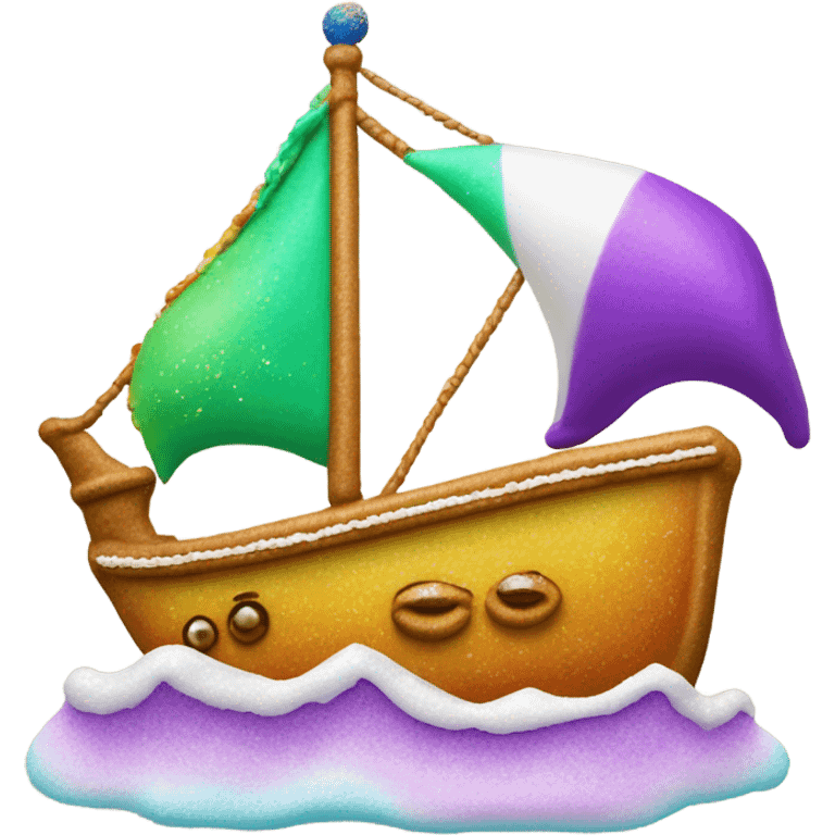 Ship and king cake emoji