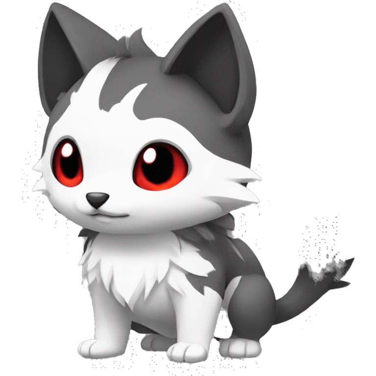 Cute cool black red white grey animal hybrid Fakemon full body emoji