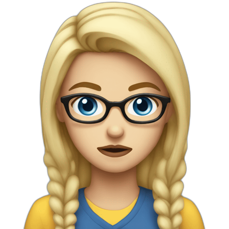 girl nerd angry blue eyes blond emoji