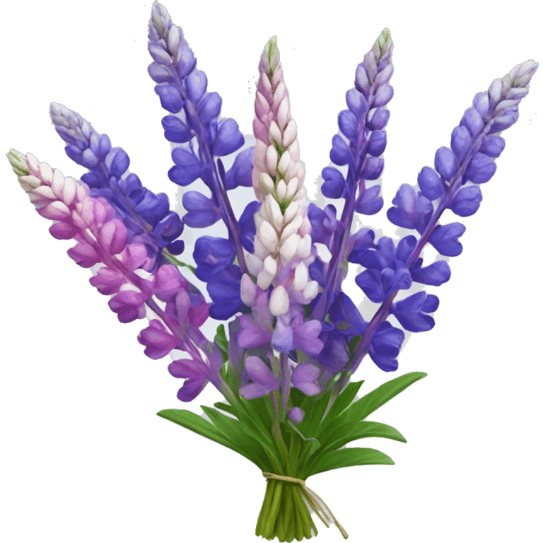 Bouquet of lupine flowers multicolored emoji