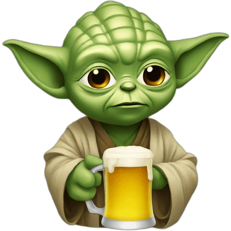 Yoda with a beer emoji