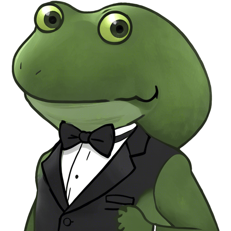 bufo wearing a black tuxedo  emoji