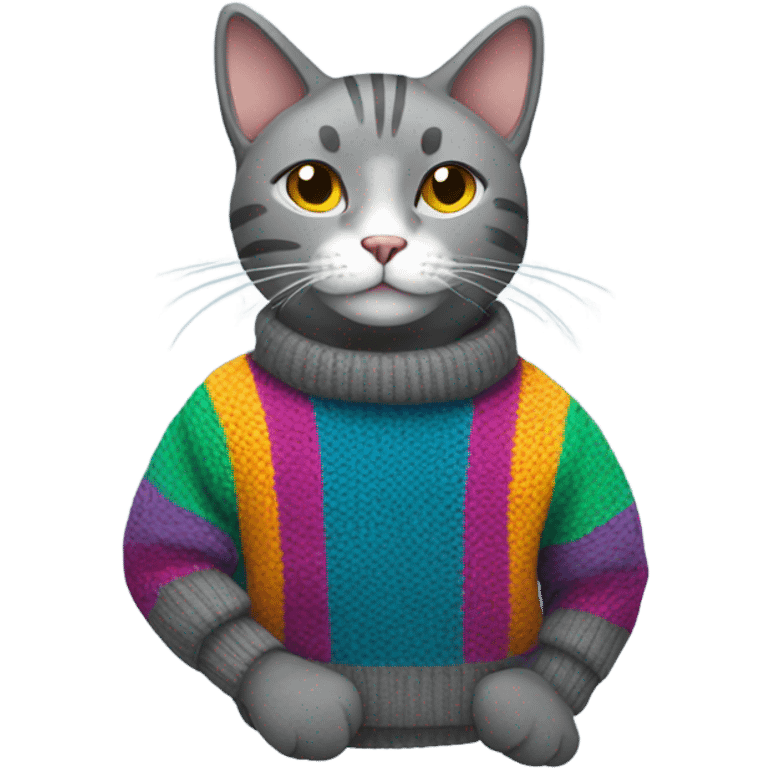 grey cat with sweater emoji