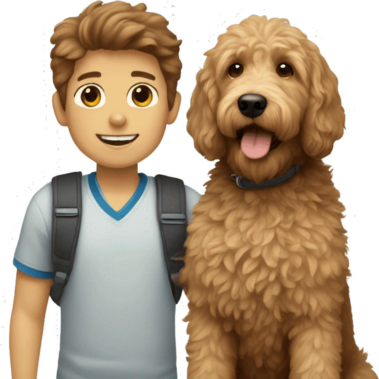 Boy and labradoodle emoji