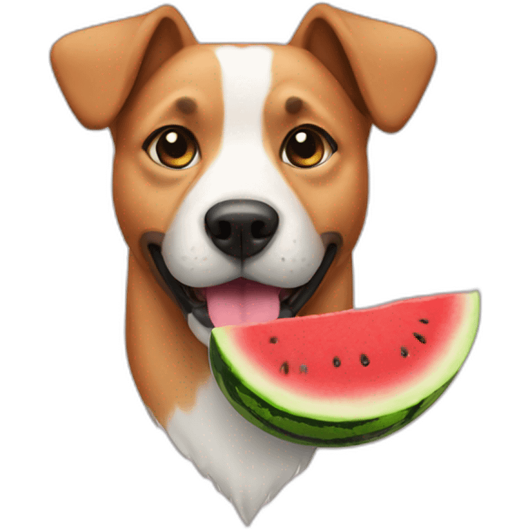 Dog with a water melon on its head emoji