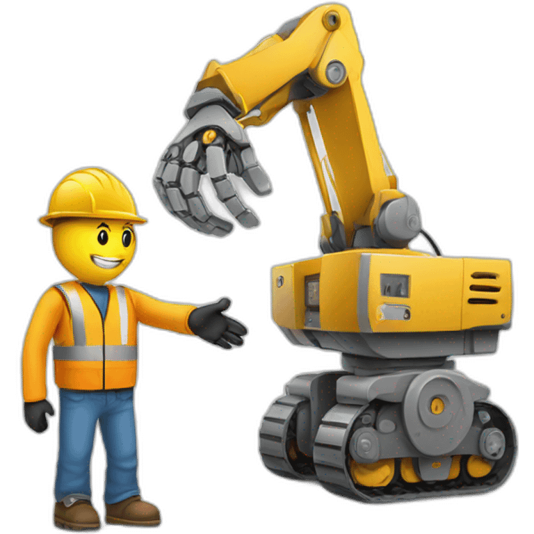 construction worker shaking hands with a robot emoji