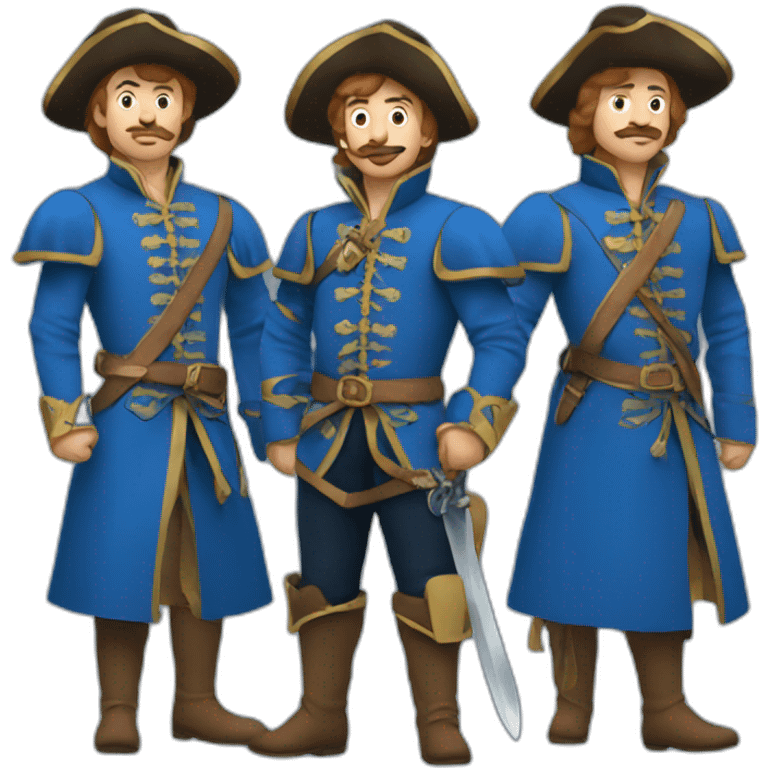 Three musketeers in blue emoji