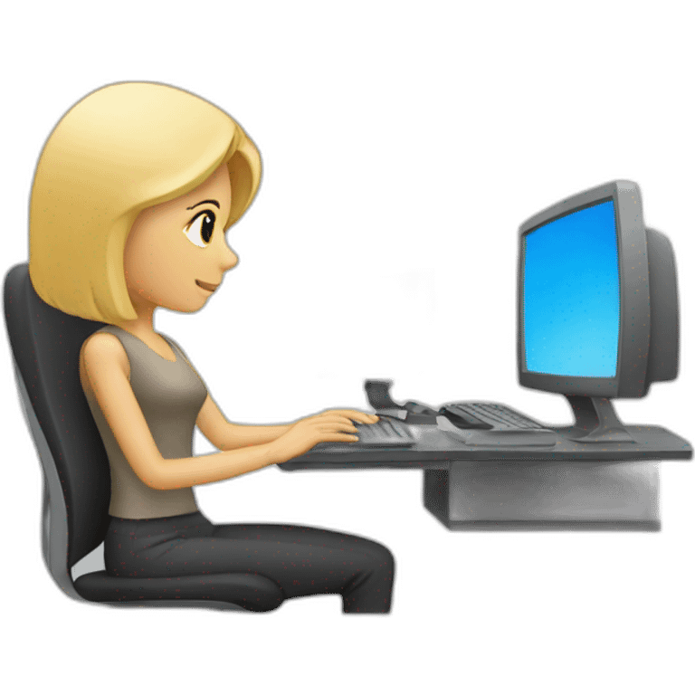 blond woman computer working emoji