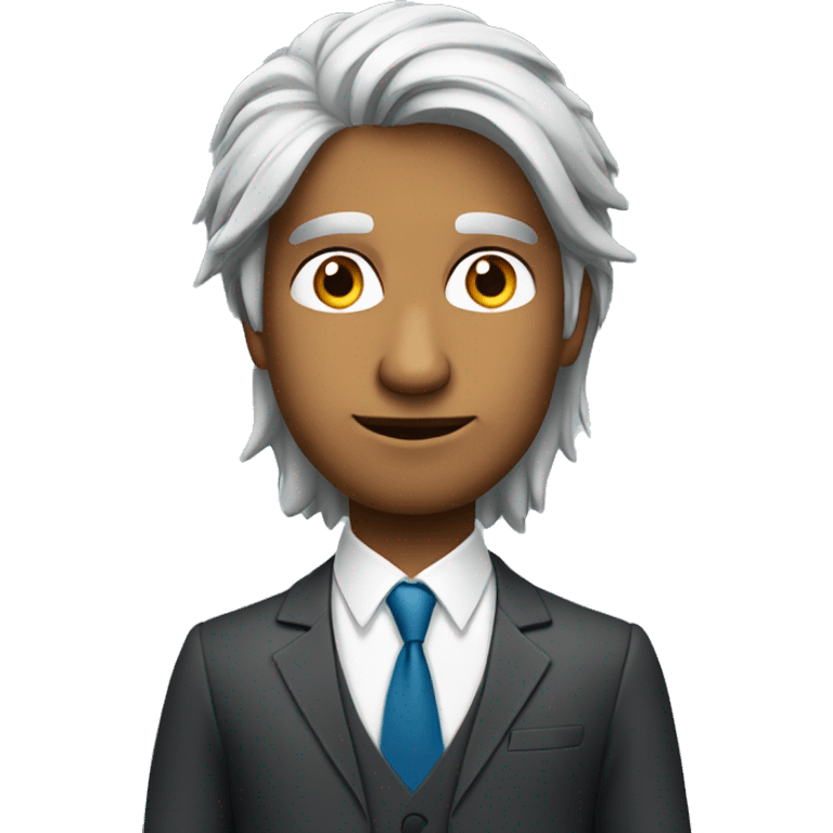 handsome indian man in a business suit with negligible hair emoji