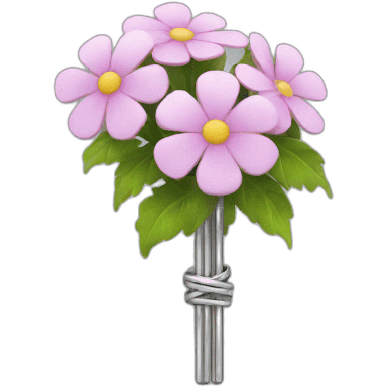 Blooming flowers wrapped around silver metal bar emoji