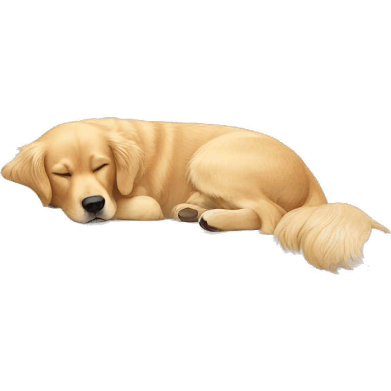 golden retriever sleeping on a white couch emoji