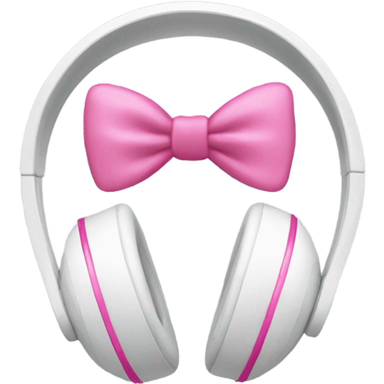 White headphones pink bow emoji