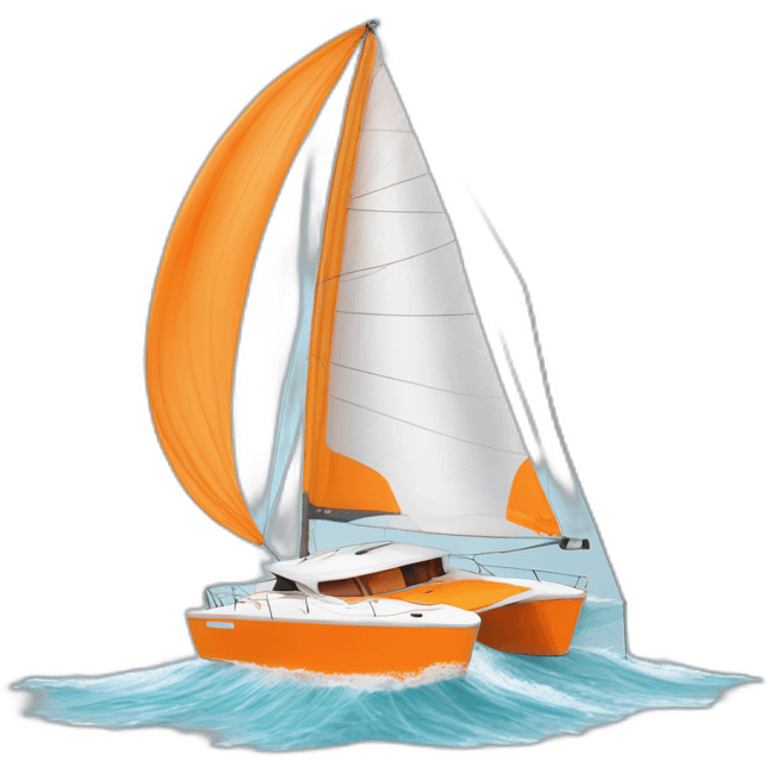 Catamaran avec voile orange et blanche emoji