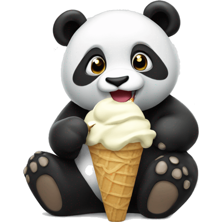 Panda eating ice cream emoji