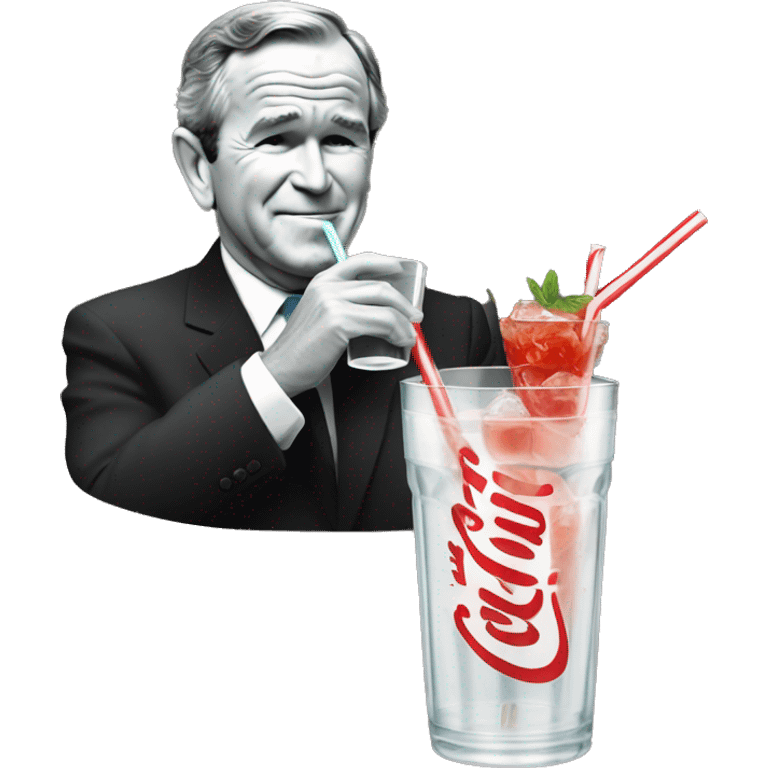 george bush drinking some coke thru a straw from a fancy cocktail glas emoji