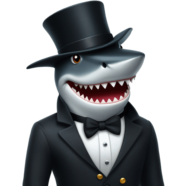 Shark with a top hat emoji