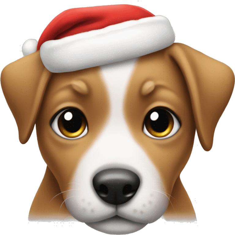 puppy wearing a Santa hat emoji