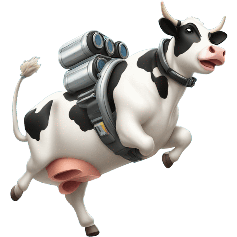 flying cow with jet pack emoji