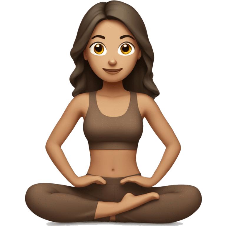 brunette yoga girl brown clothes emoji