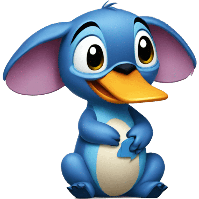 Stitch holding his duck emoji