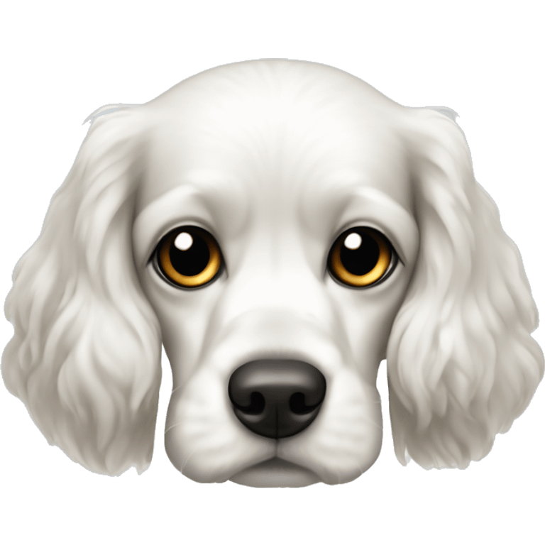 White cocker spaniel with black markings around its eyes emoji