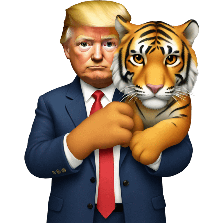 Trump holding a tiger emoji