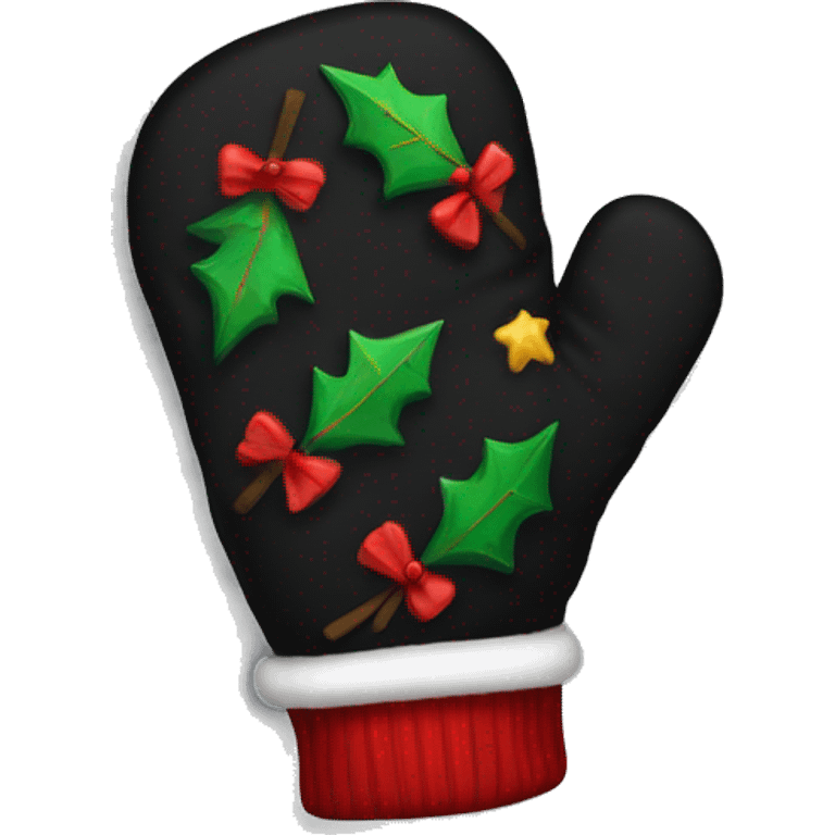 black color Christmas mittens  emoji