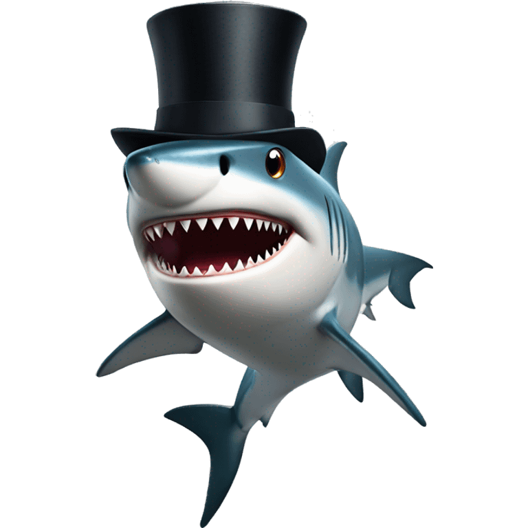 Shark with a top hat emoji