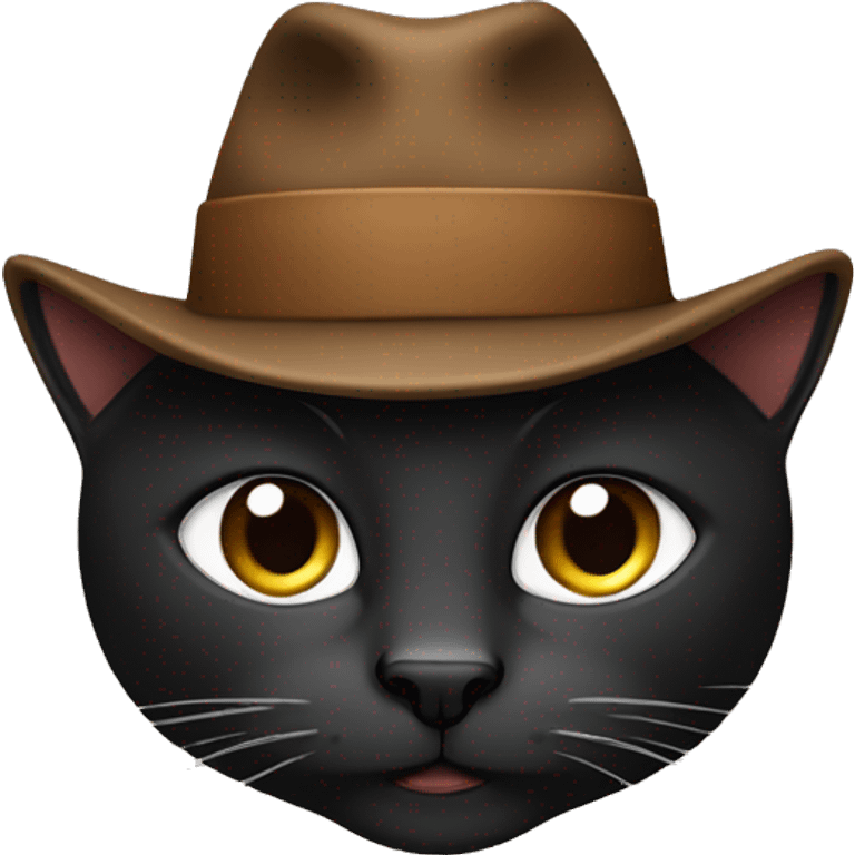 blak cat face with a brown hat emoji