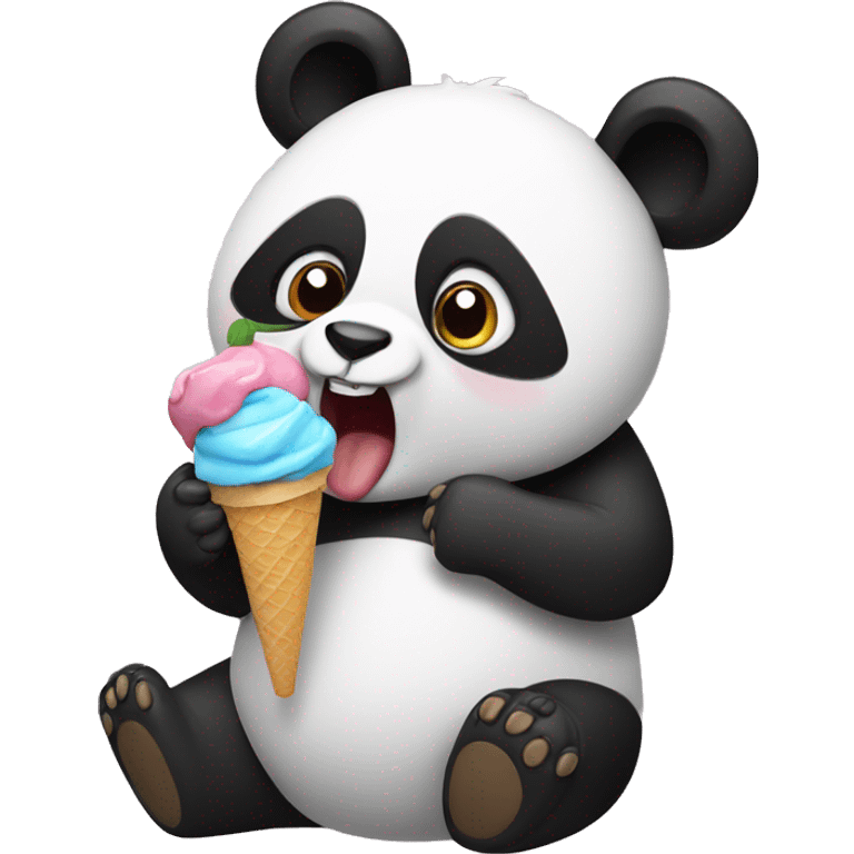 Panda eating ice cream emoji